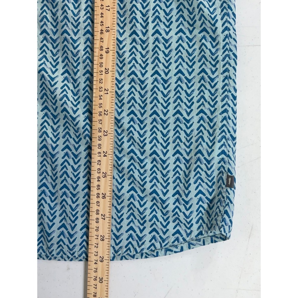 Toad&Co Button Front Camp Shirt Size Medium Teal Blue Geometric Organic Cotton - Picture 6 of 6